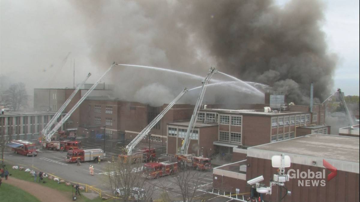 Click to Play Video: 'Fire Teams Fight 6-Alarm Fire at Toronto High School'